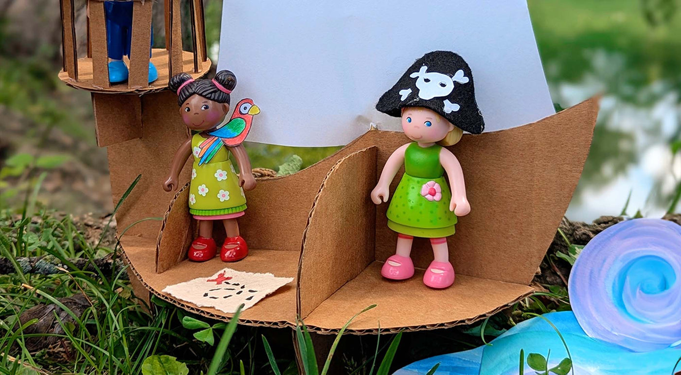 Little Friends Dolls from HABA dressed in a pirate costume.