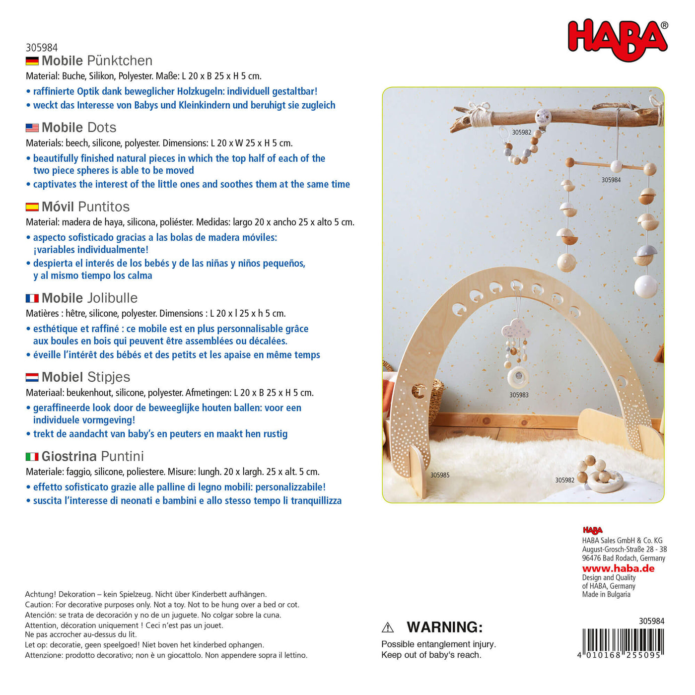 HABA Wooden Mobile Dots back of package