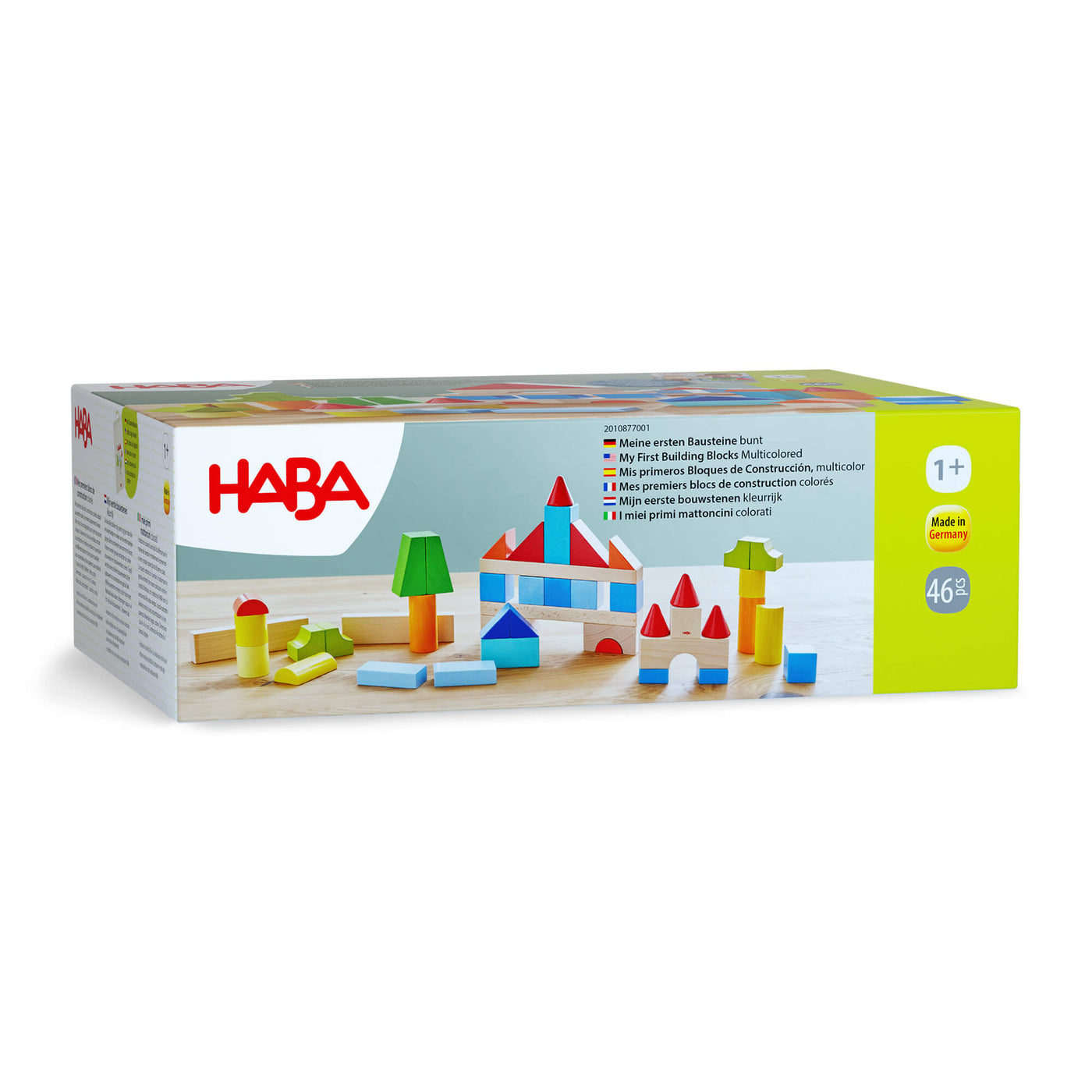 HABA Colored Wooden Building Blocks - 46 Piece Set package