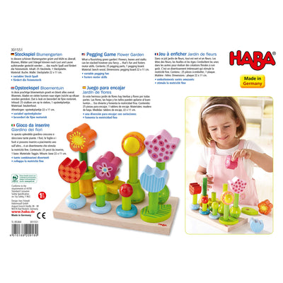 Flower Garden Wooden Sorting and Stacking Game back of box