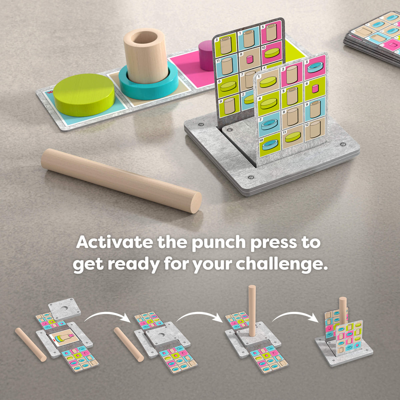 Activate the punch press to get ready for your challenge.