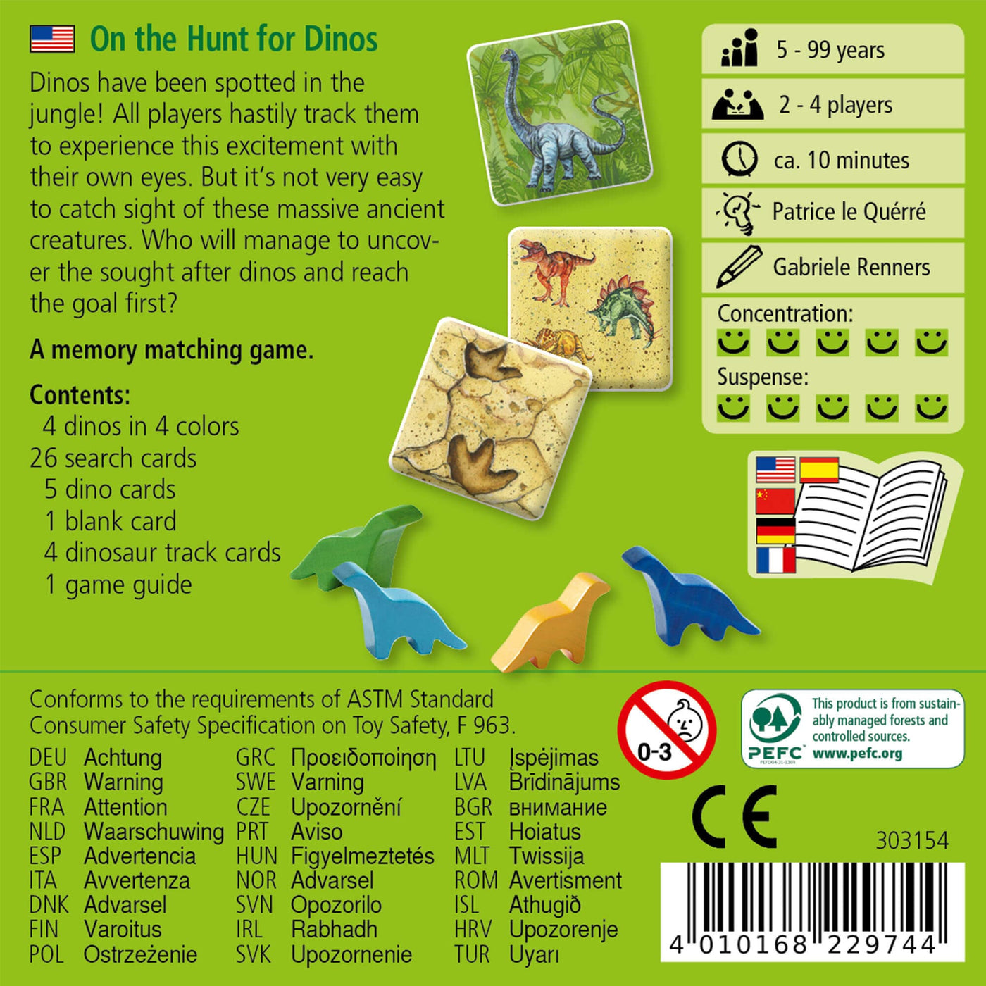 On the Hunt for Dinos Mini Game back of the box