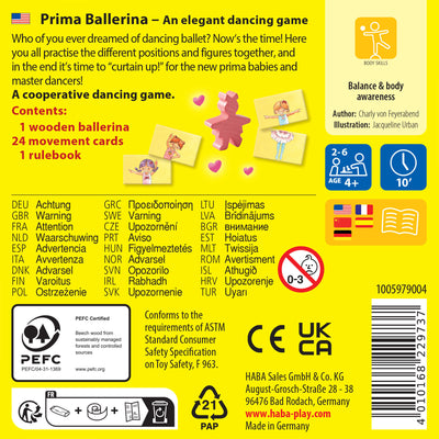 Prima Ballerina back of game box