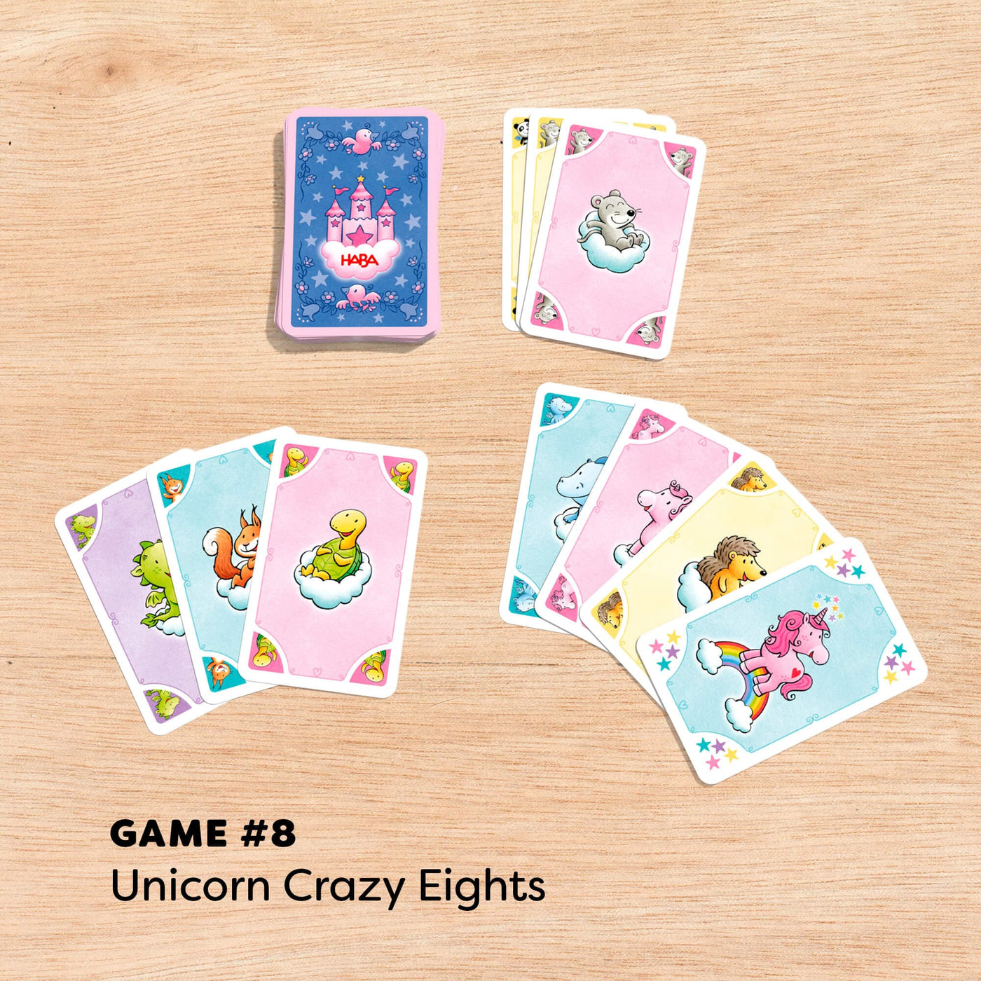 Game 8 Unicorn Crazy Eights with illustrated cards