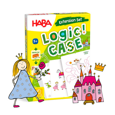 Logic! CASE Expansion Set - Princesses game box with illustrated princess holding a rose, a pink castle, and a crown